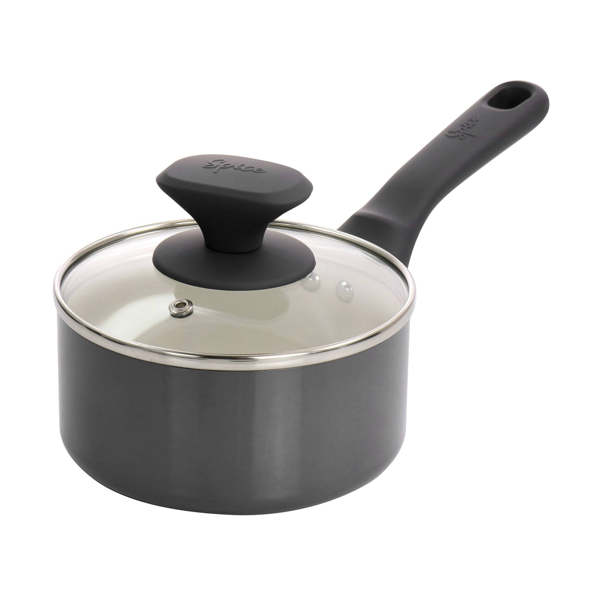 Spice by Tia Mowry Savory Saffron Gray 16 Piece Ceramic Nonstick Cookware Set